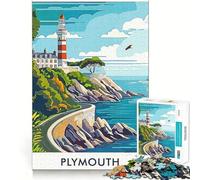Rompecabezas de 1000 Piezas del Faro de Plymouth para Adolescentes Juguete de lógica sólida, diversión Tranquila, Corte de precisión, Regalo increíble (50x75cm)