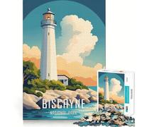 Rompecabezas de 1000 Piezas del Faro del Parque Nacional Biscayne,póster,Corte sin Costuras,Juego Mental,Regalo,Juego Casual,Navidad,decoración del hogar (38x52cm)