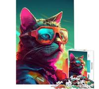 Rompecabezas de 1000 Piezas del Gato de Miami para Juegos educativos Juguete desafiante para Juegos educativos Divertido y con Humor Gran Regalo para los Amantes de los Juegos (Tamaño 75x50cm)