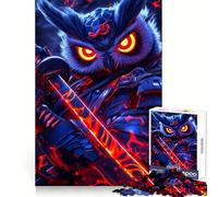 Rompecabezas de 1000 Piezas del Guerrero samurái búho para Adolescentes Juguete para desarrollar la Mente Diseño Divertido y pacífico armar (38x52cm)