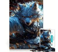 Rompecabezas de 1000 Piezas del Guerrero samurái Lobo con Katana para Adultos Juego para estimular la Memoria Calidad Profesional Actividad de Corte conmovedora para Compartir en Familia (38x52cm)