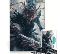 Rompecabezas de 1000 Piezas del Guerrero Samurai Lobo para Adultos,Juguete para Resolver Problemas,Calidad Profesional,Ideal para Relajarse en Grupo (38x26cm)