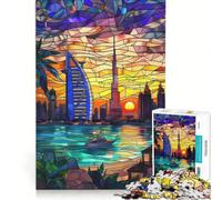 Rompecabezas de 1000 Piezas del Horizonte de Dubái al Atardecer, Juego Imposible, Actividades Divertidas para Hacer en casa, colección de Artistas, Bellas Artes 50x75cm