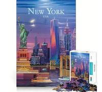 Rompecabezas de 1000 Piezas del Horizonte de la Ciudad de Nueva York,con uniones Finas,Divertido y Que Resuelve Problemas Juguete para un rato de Ocio y para Decorar en Navidad 50x75cm