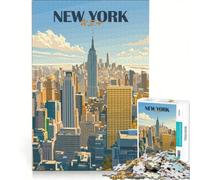 Rompecabezas de 1000 Piezas del Horizonte de la Ciudad de Nueva York Juguete Educativo Carrera de Velocidad Manual con Piezas de Formas aleatorias Que encajan Perfectamente 50x75cm