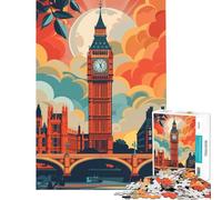 Rompecabezas de 1000 Piezas del Horizonte de Londres con el Big Ben Juego Educativo Que desafía la Inteligencia Cerebral Juguetes adictivos Regalos de Amigo Invisible Regalo de cumpleaños (38x52cm)