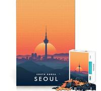 Rompecabezas de 1000 Piezas del Horizonte de Seúl, Corea del Sur Bordes limpios y decoración Juego cognitivo Juguete fácil de Usar Divertido Tiempo Libre (38x26cm)
