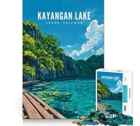 Rompecabezas de 1000 Piezas del Lago Kayangan,Coron,Palawan Piezas de Corte Limpio Juguete Que desafía la Mente Momento de relajación Diversión Pieza de Arte navideña (38x52cm)