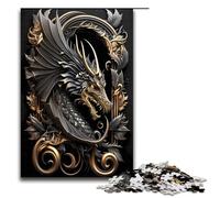 Rompecabezas de 1000 Piezas del Legendario dragón Negro para Adultos Rompecabezas de Madera Juegos Familiares 75 x 50 cm