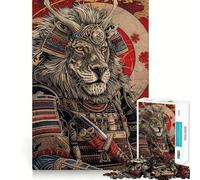 Rompecabezas de 1000 Piezas del León Samurai para Adultos: Mejora la Memoria, diversión Relajante, Bordes Afilados, Regalo navideño (38x26cm)