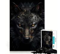Rompecabezas de 1000 Piezas del Lobo Negro de Lujo,Diversión precisa,Actividad Cerebral Inteligente,Diversión para Relajarse,Regalo de cumpleaños 38x52cm