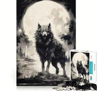 Rompecabezas de 1000 Piezas del Lobo Negro Diversión con articulaciones precisas,Actividad Cerebral Inteligente,Entretenimiento Relajante,Regalo de cumpleaños 50x75cm