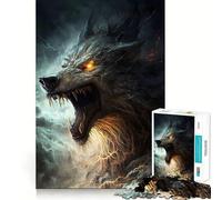 Rompecabezas de 1000 Piezas del Lobo Nórdico Fenrir Furioso para Adultos, Juguete de lógica Mental, Tiempo de Serenidad, Corte Firme, (50x75cm)