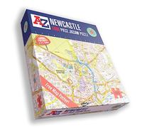 Rompecabezas de 1000 piezas del mapa de la A a la Z de Newcastle de Gran Bretaña, mapa de la calle exclusivo, incluye guía impresa e índice de la ciudad, regalo nostálgico divertido para adultos
