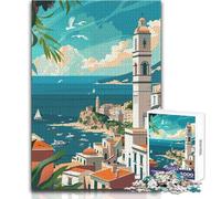 Rompecabezas de 1000 Piezas del Mediterráneo costero para Adultos Juego de Habilidad Educativo Interactivo Una Gran Idea de Regalo significativa Tamaño 38x52cm