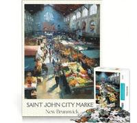Rompecabezas de 1000 Piezas del Mercado de la Ciudad de Saint John, Decoración de Pared de Juguete, Un Reto para completar, Mejora el Amor Entre Parejas 50x75cm