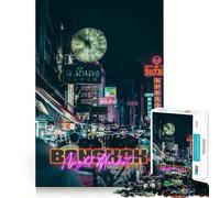 Rompecabezas de 1000 Piezas del Mercado Nocturno de Bangkok,decoración Limpia y Funcional,Juego de concentración Mental,Juego para Momentos de Tranquilidad,Regalo de cumpleaños (50x75cm)