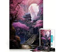 Rompecabezas de 1000 Piezas del Monasterio de la Montaña Sakura para Adolescentes, Juguete de lógica, Tren, silencioso, Divertido, Corte Suave, Regalo Encantador (38x52cm)