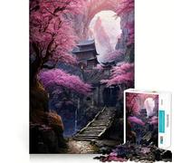 Rompecabezas de 1000 Piezas del Monasterio de la Montaña Sakura para Adolescentes Mejora la Memoria Ideal para Relajarse Bordes precisos Regalo Elegante (38x26cm)