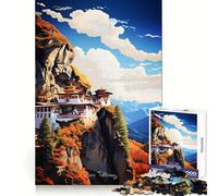Rompecabezas de 1000 Piezas del Monasterio de Paro Taktsang para Adolescentes Juguete de Habilidad para Rompecabezas Diversión compartida Diseño de Corte preciso Decoración de Pared (50x75cm)