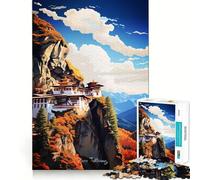 Rompecabezas de 1000 Piezas del Monasterio de Paro Taktsang para Adolescentes Juguete de Habilidad para Rompecabezas Diversión compartida Diseño de Corte preciso Decoración de Pared (50x75cm)