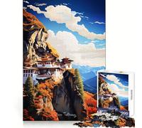 Rompecabezas de 1000 Piezas del Monasterio de Paro Taktsang para Adultos Juguete de lógica Clara, Divertido y Relajante Corte Perfecto Regalo Elegante (38x26cm)