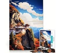 Rompecabezas de 1000 Piezas del Monasterio de Paro Taktsang para Adultos Juguete de lógica Clara, Divertido y Relajante Corte Perfecto Regalo Elegante (38x26cm)