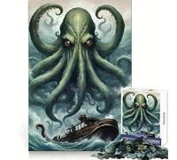 Rompecabezas de 1000 Piezas del Monstruo Kraken de la mitología para Adultos Juguete de lógica, Divertido y Relajante Diseño para armar Regalo Ideal para Navidad (50x75cm)