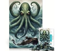 Rompecabezas de 1000 Piezas del Monstruo Kraken de la mitología para Adultos Juguete de lógica, Divertido y Relajante Diseño para armar Regalo Ideal para Navidad (50x75cm)