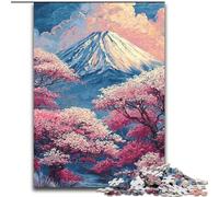 Rompecabezas de 1000 Piezas del Monte Fuji en Flor de Cerezo para Adultos y Adolescentes, Juego Educativo, decoración del hogar, Ideal para Escritorio 26x38cm