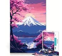 Rompecabezas de 1000 Piezas del Monte Fuji,Japón,Arte pixelado,Corte preciso,Juguete para desarrollar la Capacidad cognitiva,diversión para el Tiempo Libre, Relajante (50x75cm)
