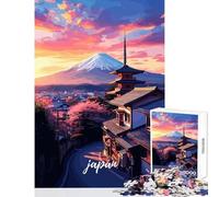 Rompecabezas de 1000 piezas del Monte Fuji y arquitectura japonesa juguete decorativo de pared regalo de cumpleaños juego de ingenio con piezas aleatorias que se entrelazan por completo tamaño 38x52cm
