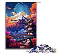 Rompecabezas de 1000 Piezas del Monte Fuji y su Templo de Splatters Colores intensos para Adultos Rompecabezas de Madera para Juegos Familiares 75 x 50 cm