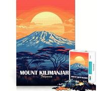 Rompecabezas de 1000 Piezas del Monte Kilimanjaro,Tanzania,Paisaje artístico,Corte Impecable,Divertido Juego de resolución de Problemas,Juego Gratuito,Regalo de Arte navideño (38x52cm)