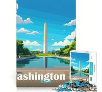 Rompecabezas de 1000 Piezas del Monumento a Washington DC para Adolescentes Juego de concentración Mental Corte de precisión Bordes Lisos Ideal para Rellenar Calcetines navideños (38x26cm)