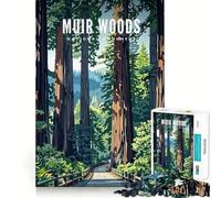 Rompecabezas de 1000 Piezas del Monumento Nacional Muir Woods Juego de precisión para ejercitar la Mente Diversión para el Tiempo Libre Regalo de cumpleaños (50x75cm)