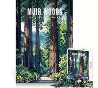 Rompecabezas de 1000 Piezas del Monumento Nacional Muir Woods para Adolescentes Entrenamiento Mental,diversión Tranquila,Encaje Firme,Regalo Ideal de Navidad (38x52cm)
