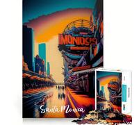 Rompecabezas de 1000 Piezas del Muelle de Santa Mónica para Adultos Juguete Inteligente para el hogar Disfrute de Bordes Afilados Artículo de Santa Claus (38x52cm)
