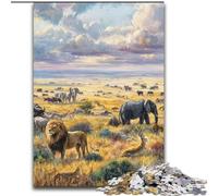 Rompecabezas de 1000 Piezas del Mundo Animal Africano para Adultos, Actividad Familiar, Regalo de decoración del hogar, Juego Familiar de 26x38cm