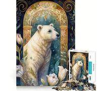 Rompecabezas de 1000 Piezas del Oso Polar para Adolescentes Juguete para desarrollar la lógica y la diversión Bordes Suaves Regalo Creativo 38x52cm