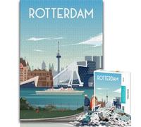 Rompecabezas de 1000 Piezas del Paisaje Urbano de Róterdam para Adolescentes Un Juego desafiante Ideal para Regalar a Toda la Familia 38x26cm