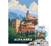 Rompecabezas de 1000 piezas del Palacio de la Alhambra España Juegos educativos para un desafío de juego educativo Juguete ideal para regalar y pasar el tiempo en casa durante las vacaciones (38x26cm)