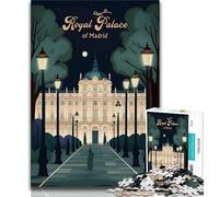Rompecabezas de 1000 Piezas del Palacio Real de Madrid para Adolescentes, Ideal para Pasar el rato en casa y aliviar el estrés, con póster y Hoja de Trivia a Juego (38x26cm)