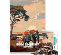 Rompecabezas de 1000 Piezas del Parque Nacional Addo Elephant,Sudáfrica Diseño de Corte Suave Juego Mental Regalo Ideal para un Momento de Juego Relajante Pieza de Arte navideña (38x26cm)