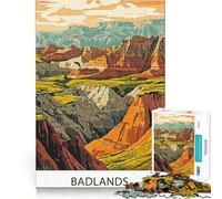 Rompecabezas de 1000 Piezas del Parque Nacional Badlands Diversión precisa y articulada Juego cognitivo Diversión a Ritmo pausado Juego artístico para cumpleaños (38x26cm)