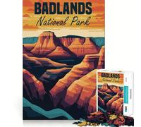 Rompecabezas de 1000 Piezas del Parque Nacional Badlands Póster Corte Diversión Juego Inteligente Actividad Tiempo de diversión Acogedor Cumpleaños Arte Juego (38x26cm)