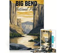 Rompecabezas de 1000 Piezas del Parque Nacional Big Bend Póster Borde Juego Inteligente Desafío Diversión Juego Lento Diversión Regalo de cumpleaños (38x26cm)