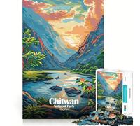 Rompecabezas de 1000 Piezas del Parque Nacional de Chitwan,Nepal Ilustración de Corte preciso Arte para desarrollar la Creatividad y el Sentido común Diversión en el Tiempo Libre Escena navideña Arte