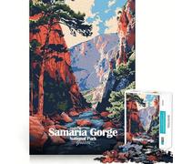 Rompecabezas de 1000 Piezas del Parque Nacional de la Garganta de Samaria,Grecia Juego de Corte preciso para desarrollar la Mente Juguete para Relajarse Juego de decoración navideña (38x26cm)