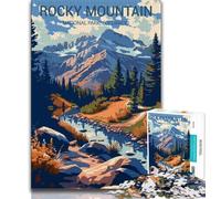 Rompecabezas de 1000 Piezas del Parque Nacional de Las Montañas Rocosas, desafiante Pero Divertido y Divertido, con póster y Hoja de Trivia a Juego, 50x75cm